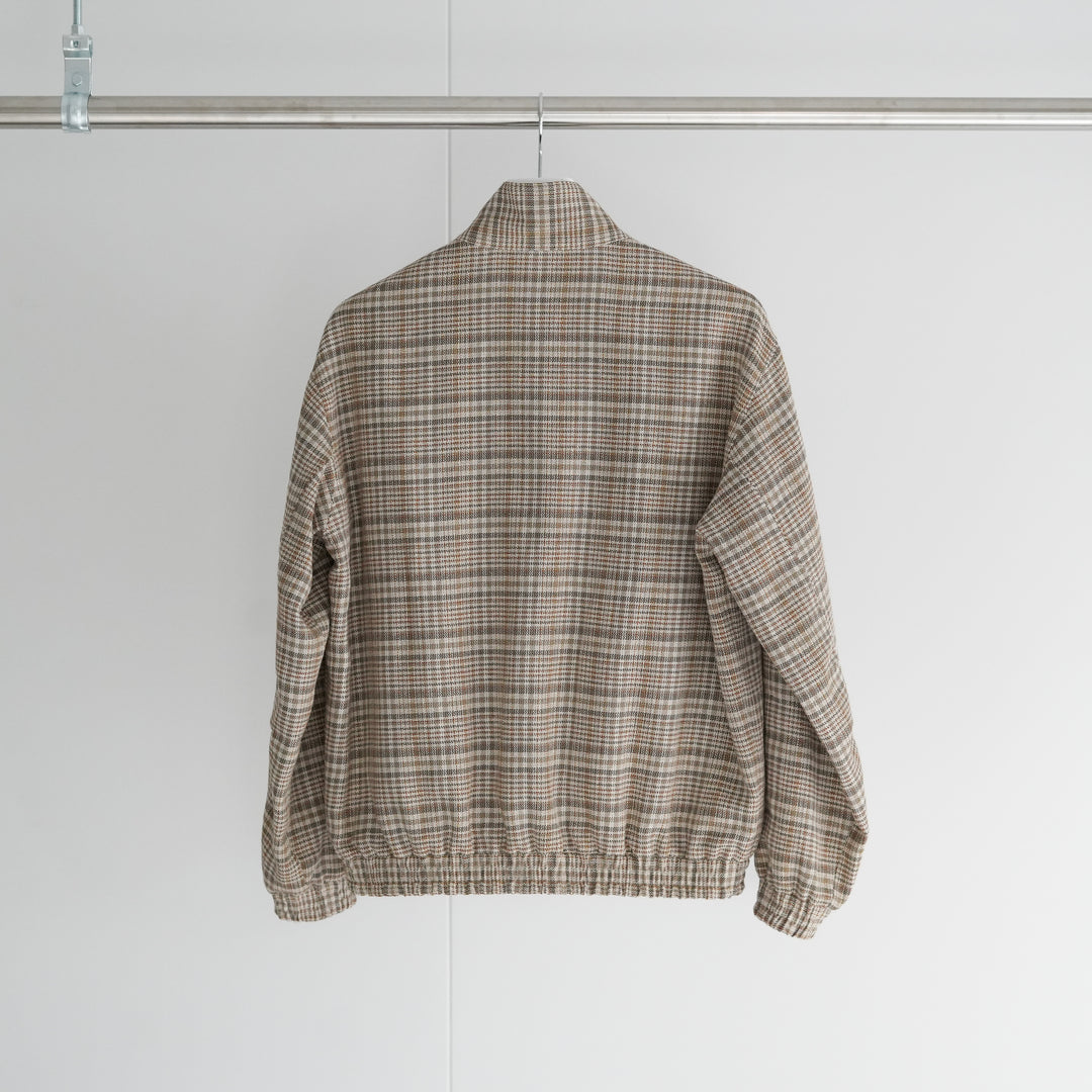 AURALEE SILK LINEN NEP CHECK ZIP BLOUSON 