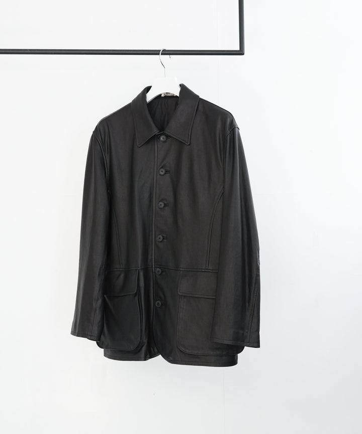 26SS】AURALEE TEXTURED LAMB LEATHER BLOUSON 