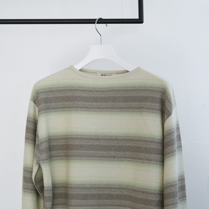 26SS】AURALEE COTTON SILK GRADIENT STRIPE KNIT BOAT NECK P/O