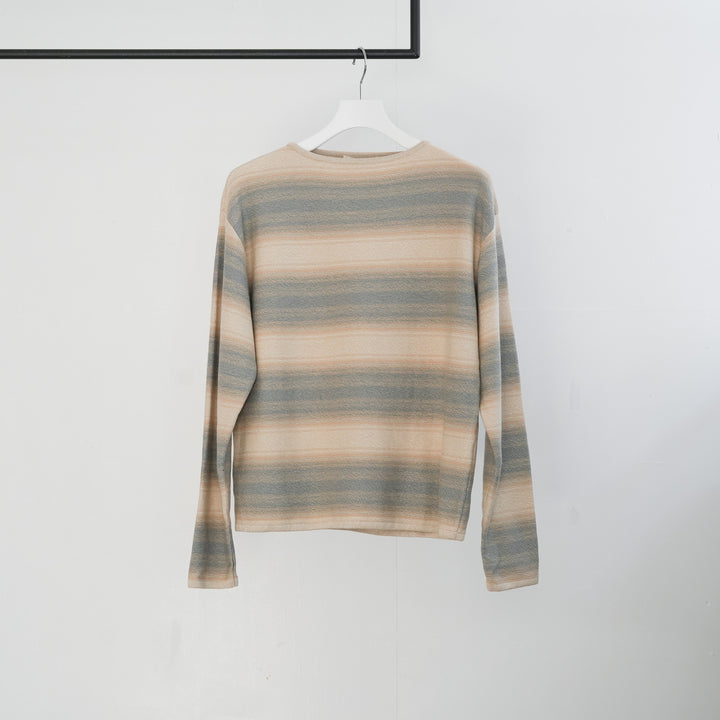26SSコットンシルクGRADIENT STRIPE KNIT BOAT NEC 26SS】AURALEE COTTON SILK GRADIENT STRIPE KNIT BOAT NECK P/O