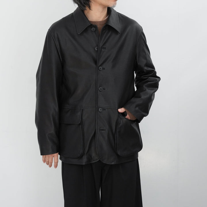 26SS】AURALEE TEXTURED LAMB LEATHER BLOUSON 