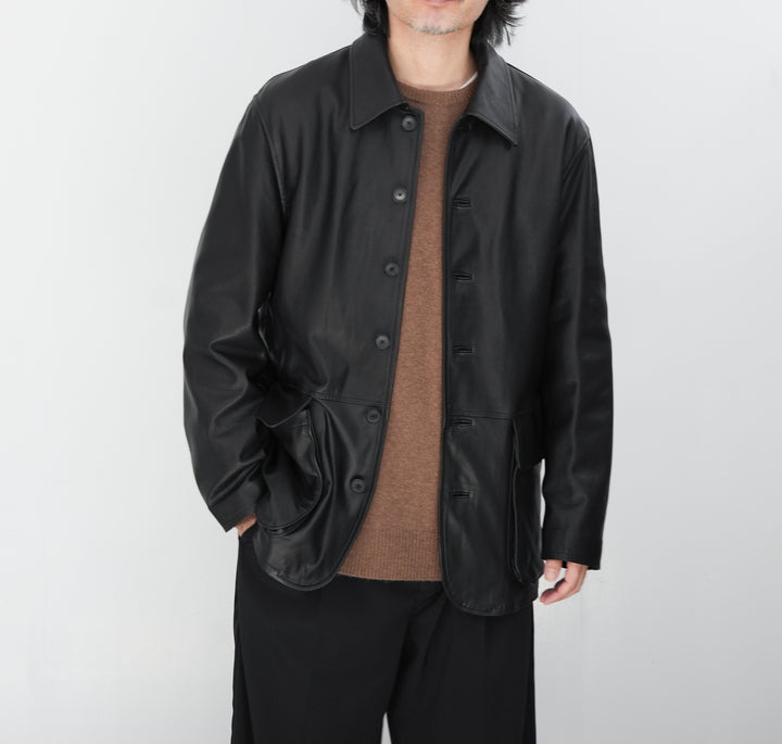 26SS】AURALEE TEXTURED LAMB LEATHER BLOUSON 