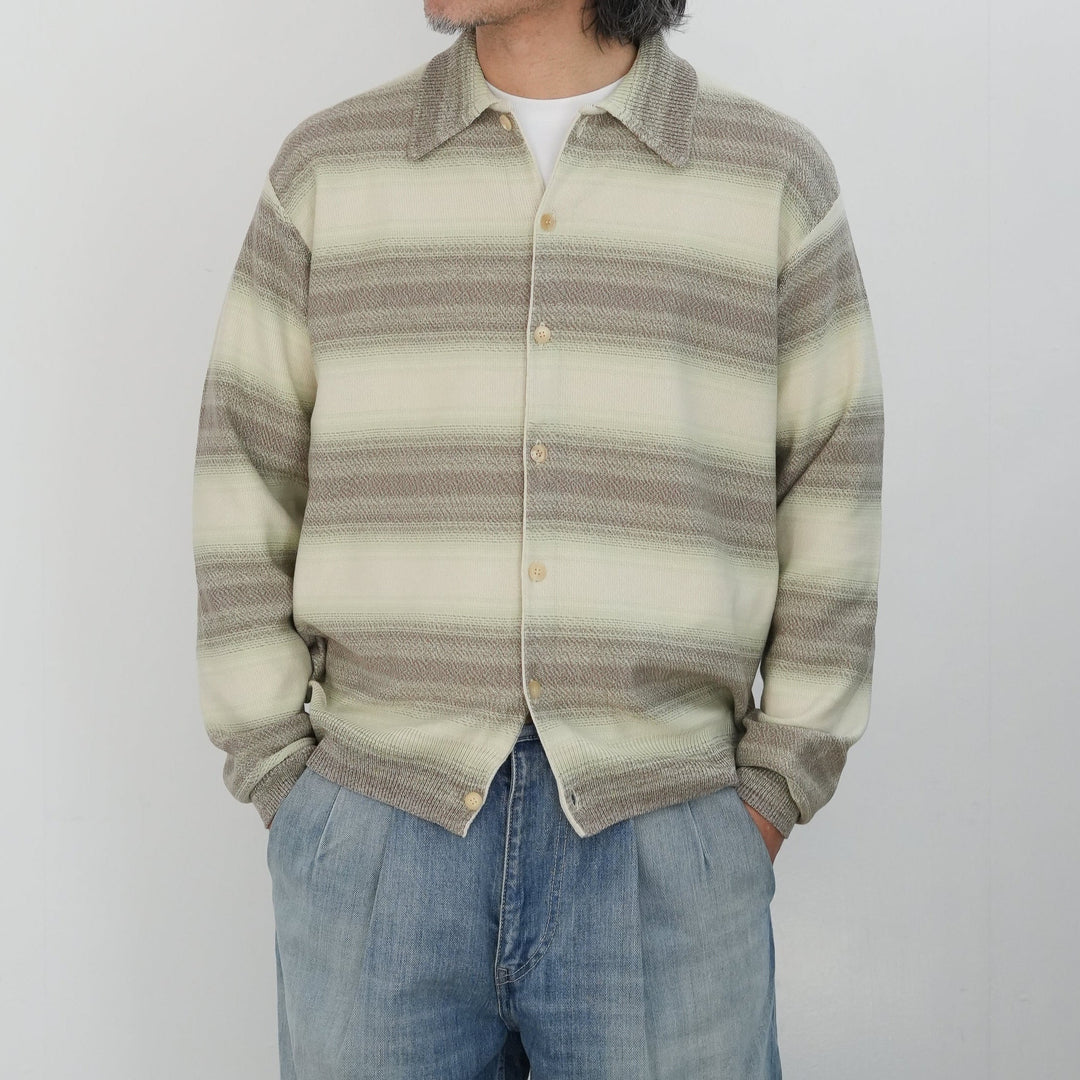 トップス AURALEE COTTON SILK KNIT 26ss 26SS】AURALEE COTTON SILK GRADIENT STRIPE KNIT SHIRT CARDIGAN