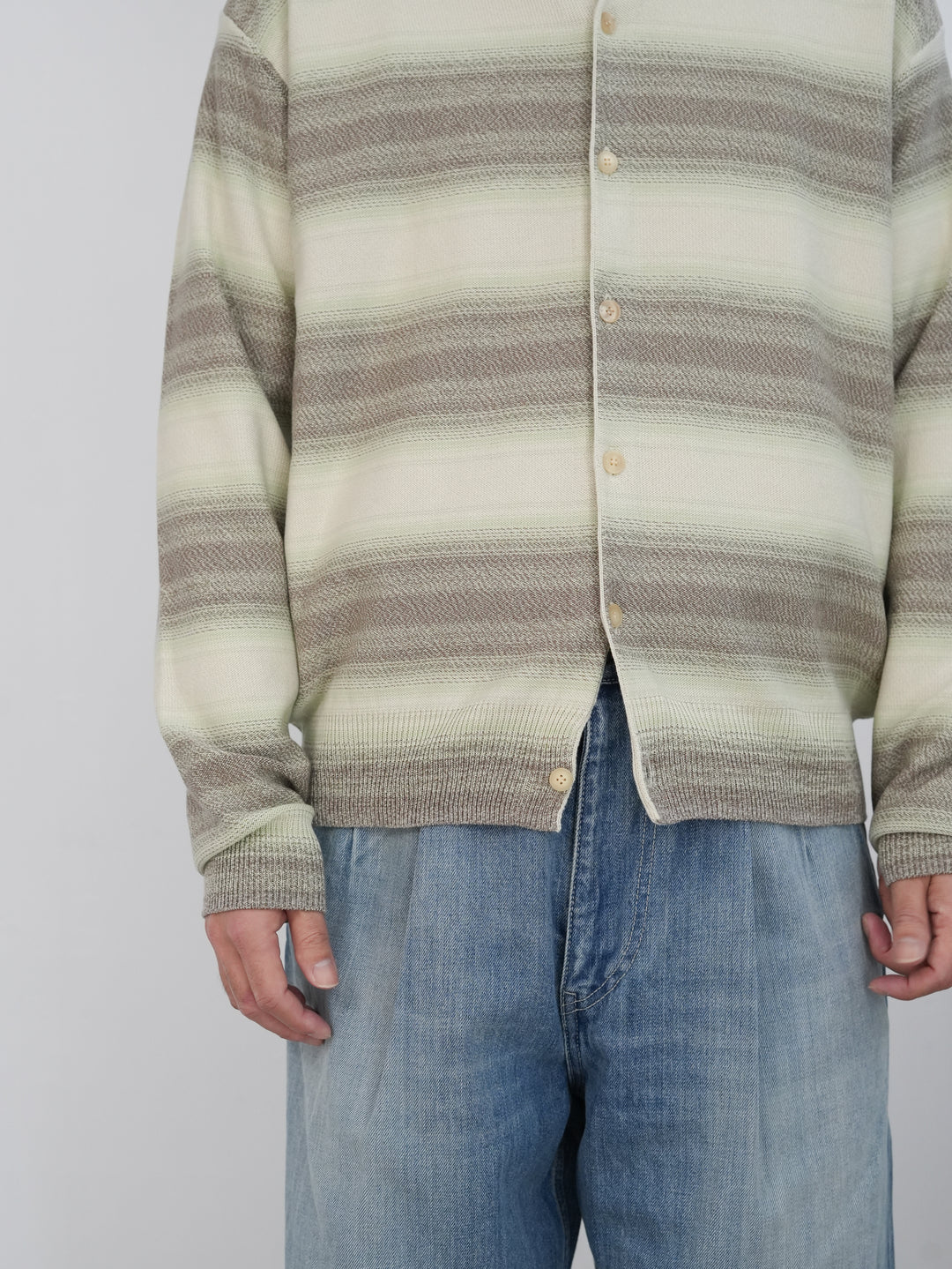 トップス AURALEE COTTON SILK KNIT 26ss 26SS】AURALEE COTTON SILK GRADIENT STRIPE KNIT SHIRT CARDIGAN