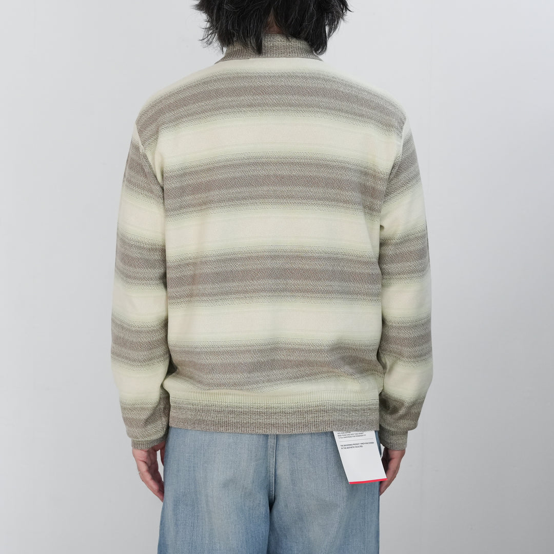 26SS】AURALEE COTTON SILK GRADIENT STRIPE KNIT SHIRT CARDIGAN