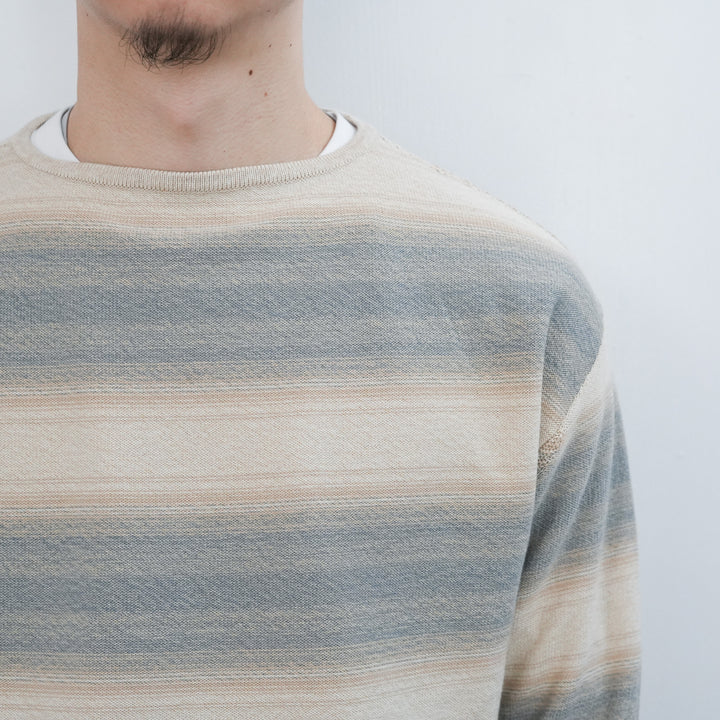 26SS】AURALEE COTTON SILK GRADIENT STRIPE KNIT BOAT NECK P/O