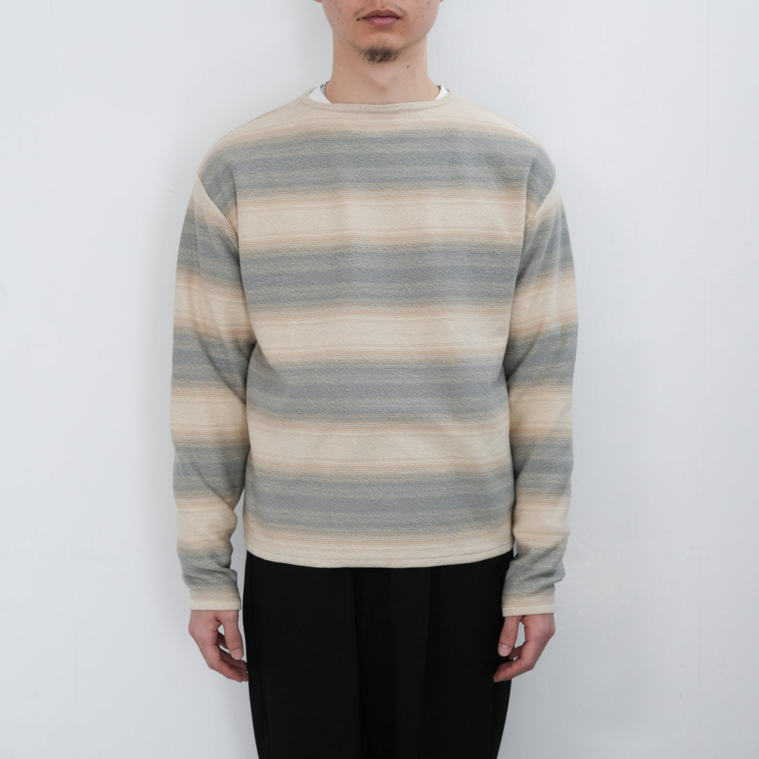 26SS】AURALEE COTTON SILK GRADIENT STRIPE KNIT BOAT NECK P/O
