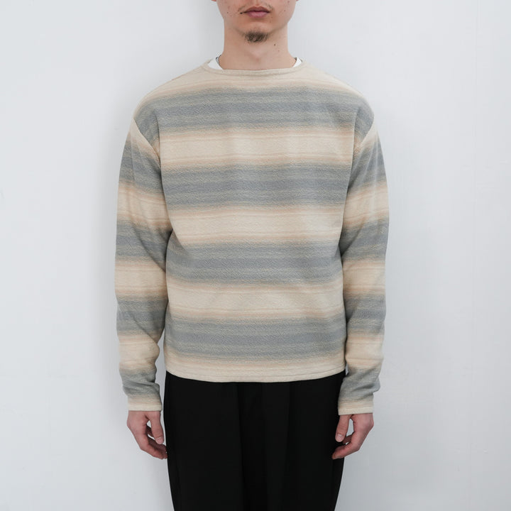 トップス AURALEE COTTON SILK GRADIENT STRIPE KNIT 26SS】AURALEE COTTON SILK GRADIENT STRIPE KNIT BOAT NECK P/O