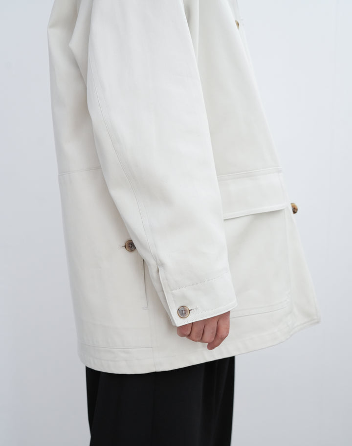 ジャケット・アウター BISOWN COTTON GABA HUNTING JACKET CHALK 26SS】BISOWN COTTON GABA HUNTING JACKET 