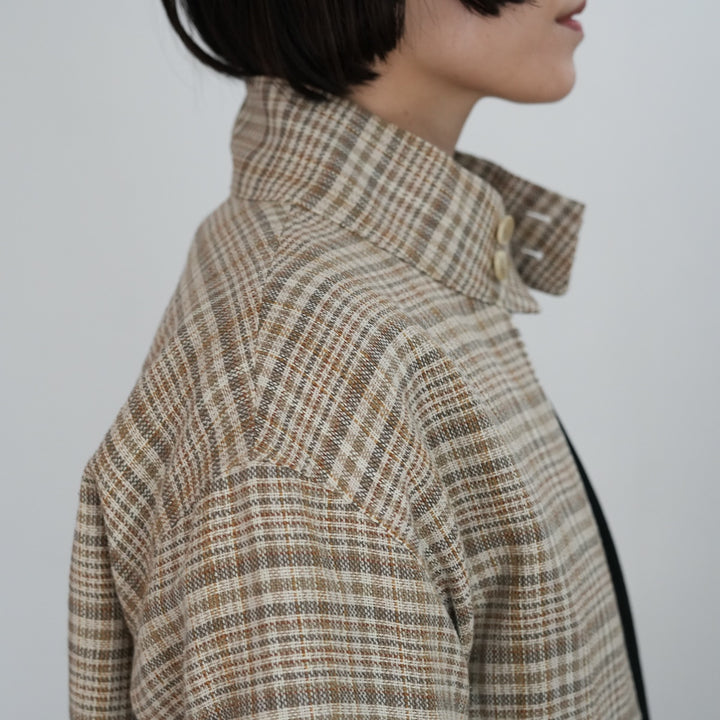 AURALEE チェック ジップアップ ブルゾン AURALEE SILK LINEN NEP CHECK ZIP BLOUSON 