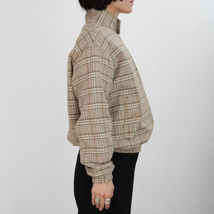 AURALEE SILK LINEN NEP CHECK ZIP BLOUSON 
