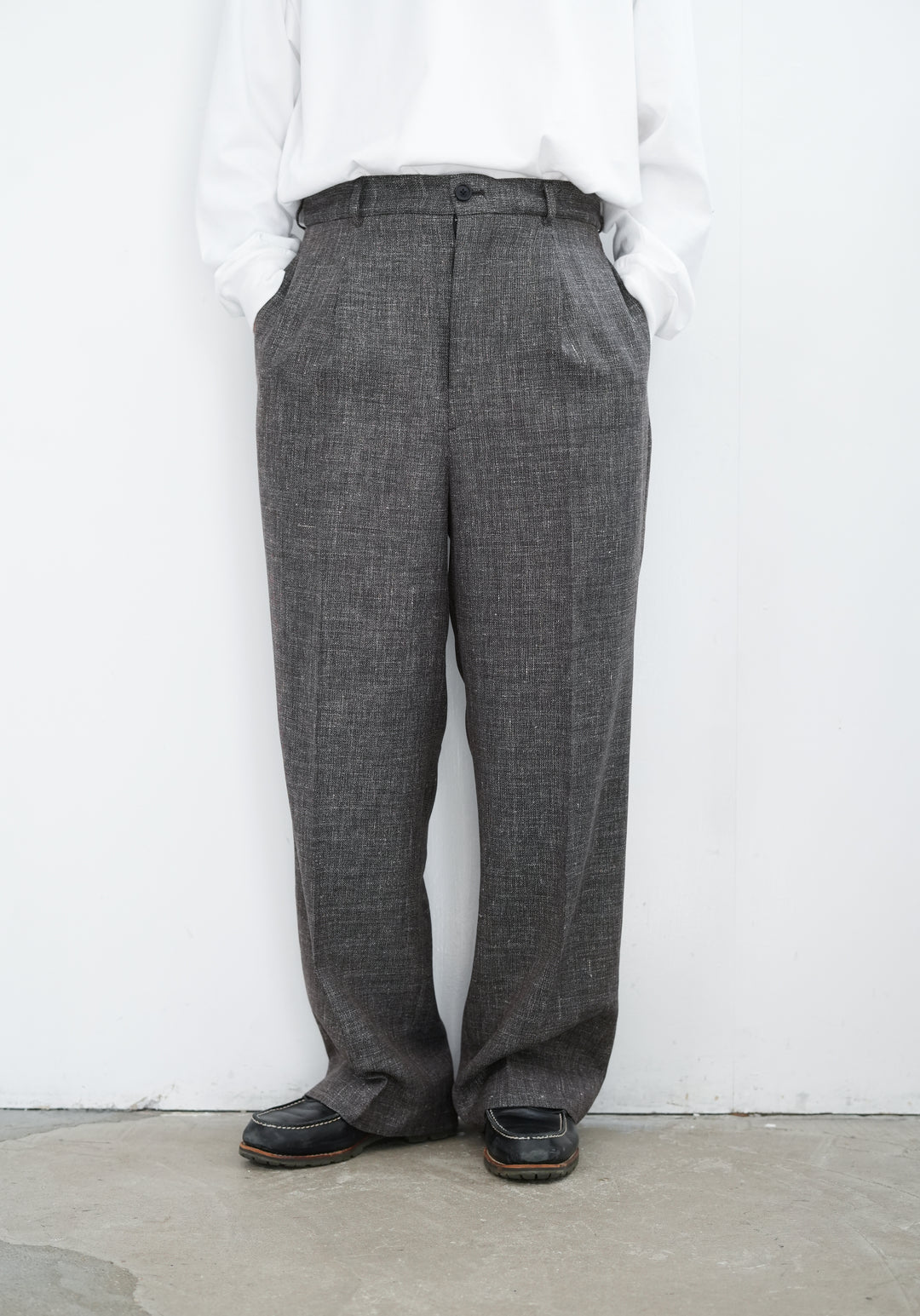 26SS】BISOWN WOOL LINEN 1TUCK SLACKS