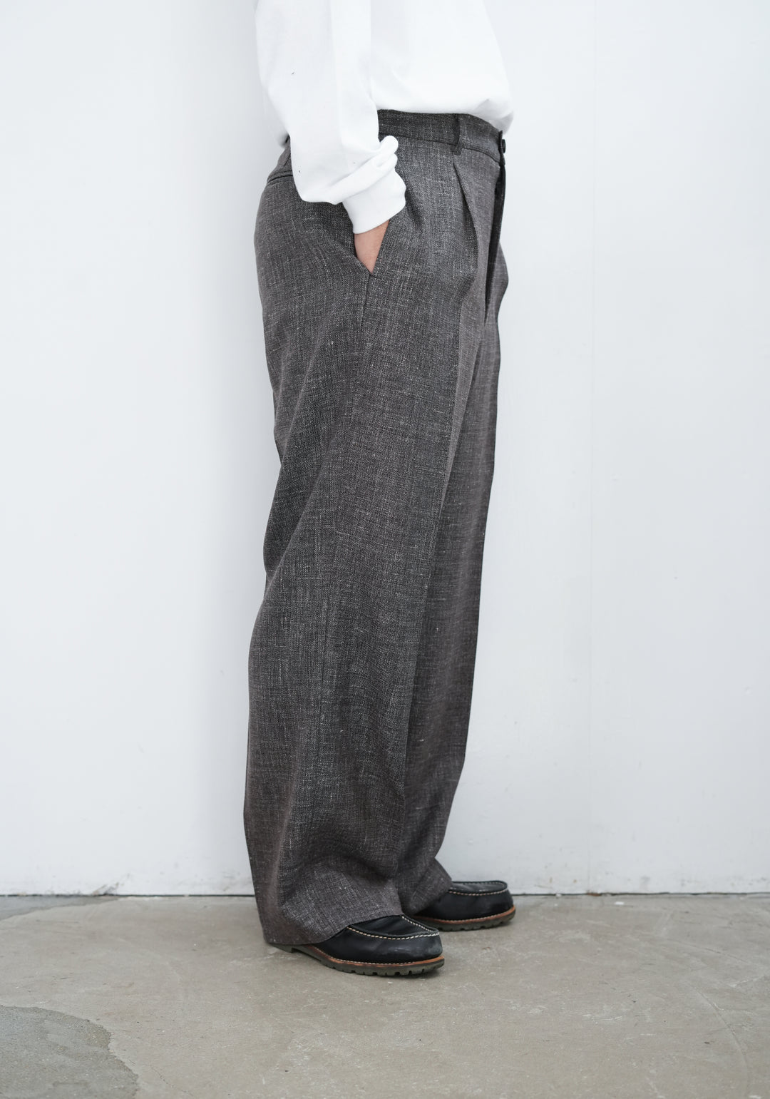 26SS】BISOWN WOOL LINEN 1TUCK SLACKS