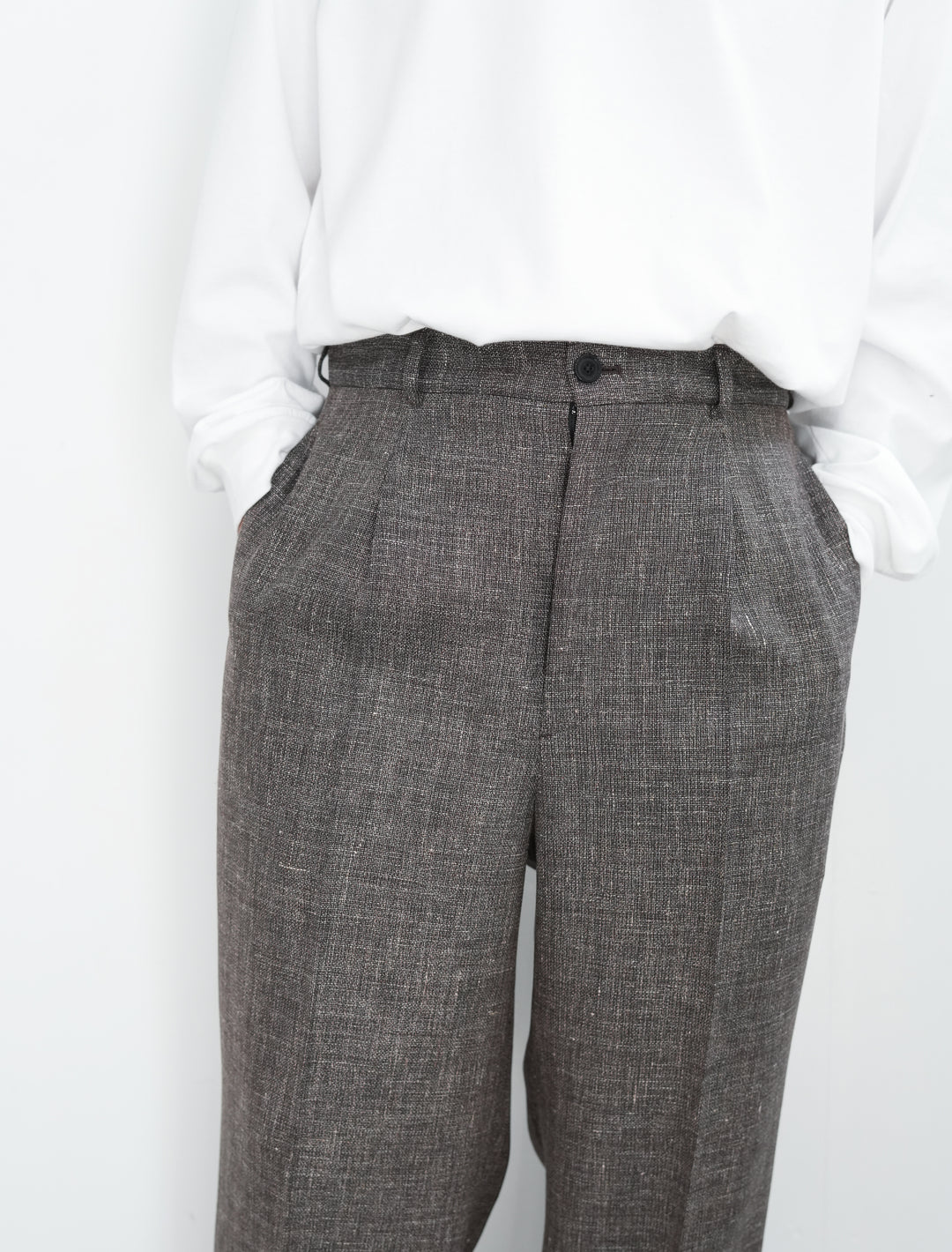 26SS】BISOWN WOOL LINEN 1TUCK SLACKS