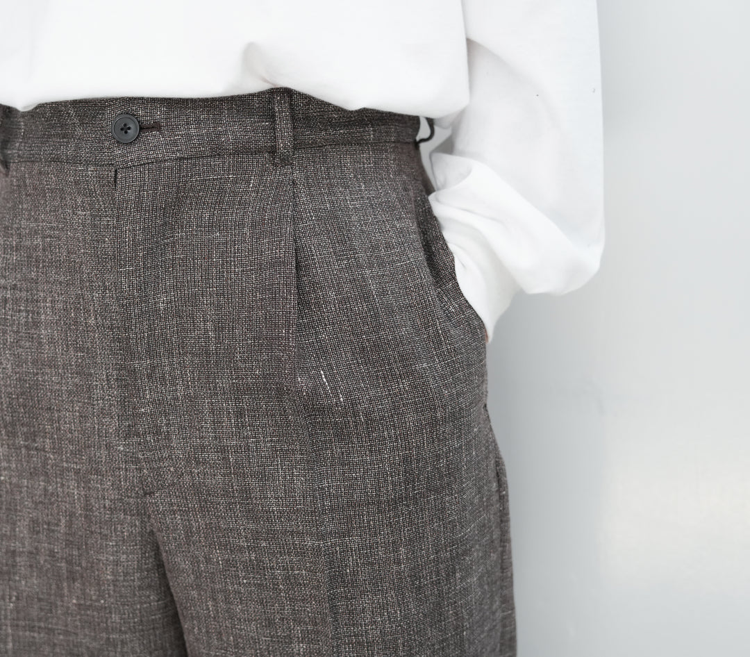 26SS】BISOWN WOOL LINEN 1TUCK SLACKS
