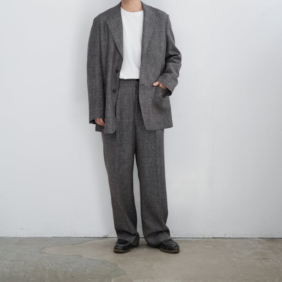 パンツ BISOWN WOOL LINEN 1TUCK SLACKS 26SS】BISOWN WOOL LINEN 1TUCK SLACKS