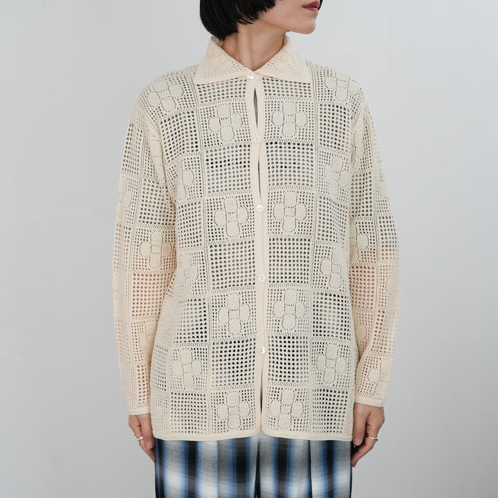 26SS】PHEENY Cotton Lace Stitch Cardigan 