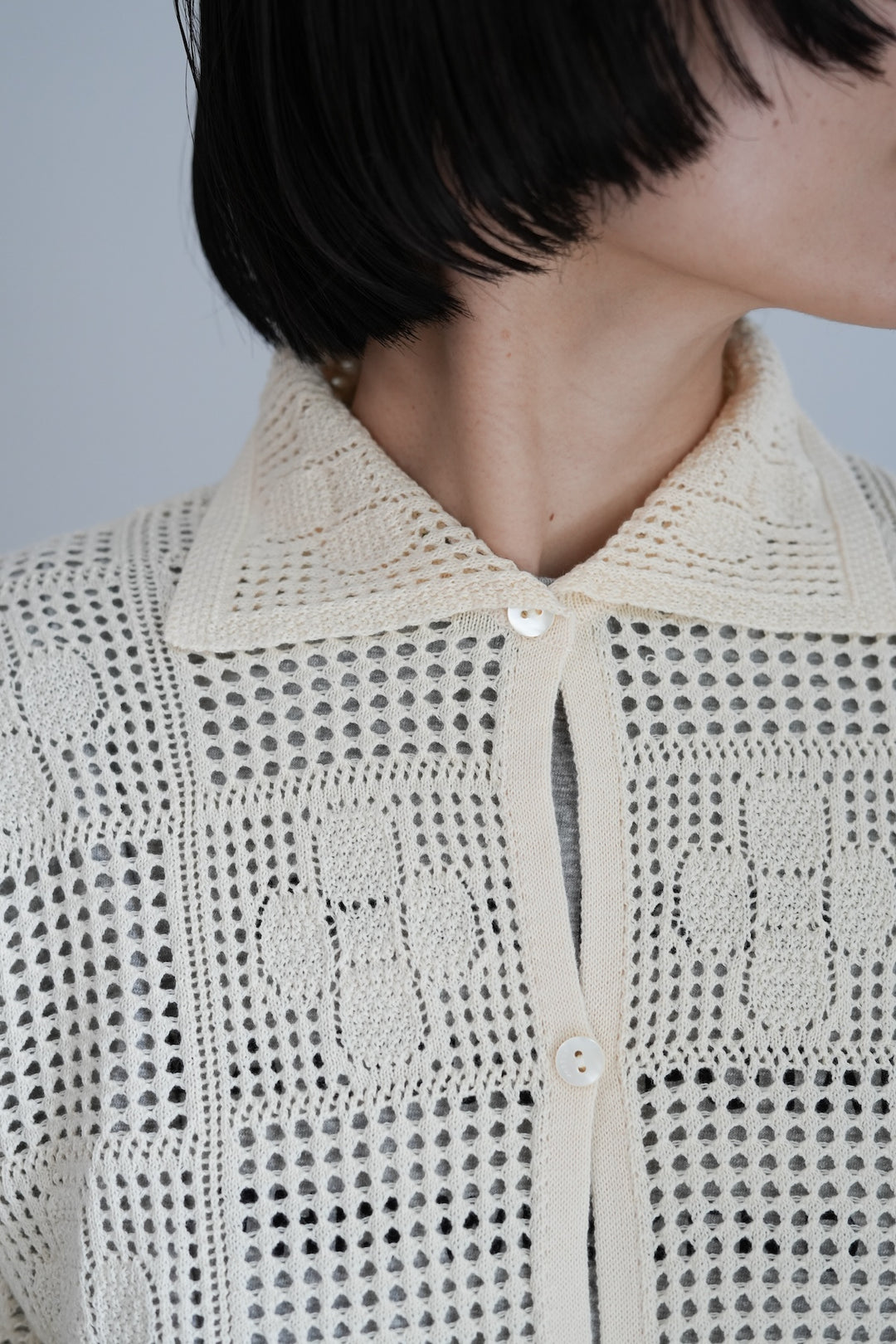 26SS】PHEENY Cotton Lace Stitch Cardigan 