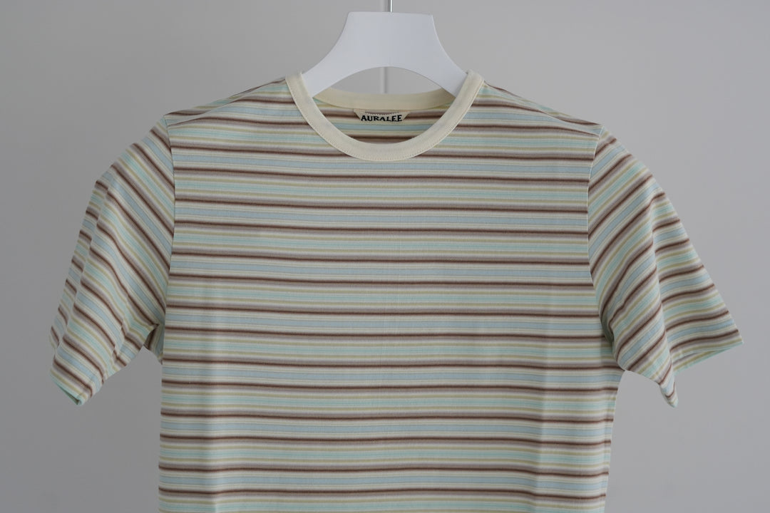 AURALEE GRADIENT STRIPE JERSEY TEE 