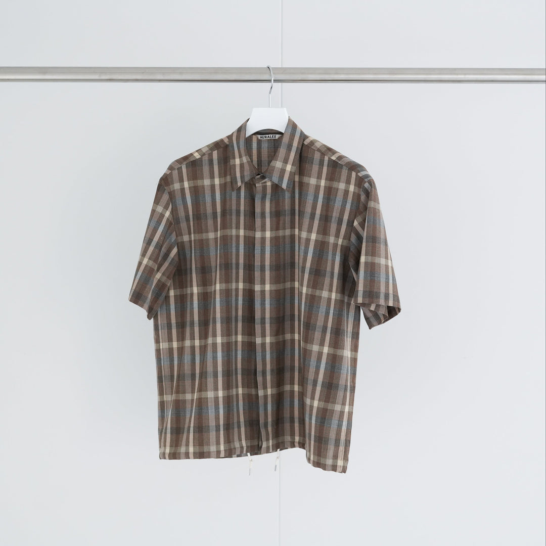 26SS】AURALEE SUPER FINE TROPICAL WOOL CHECK HALF-SLEEVED SHIRT