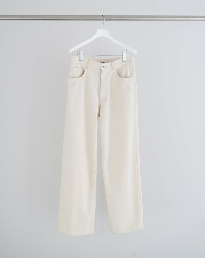 古着 AURALEE クリーム 4 26SS】AURALEE SILK NEP DENIM 5P WIDE PANTS 