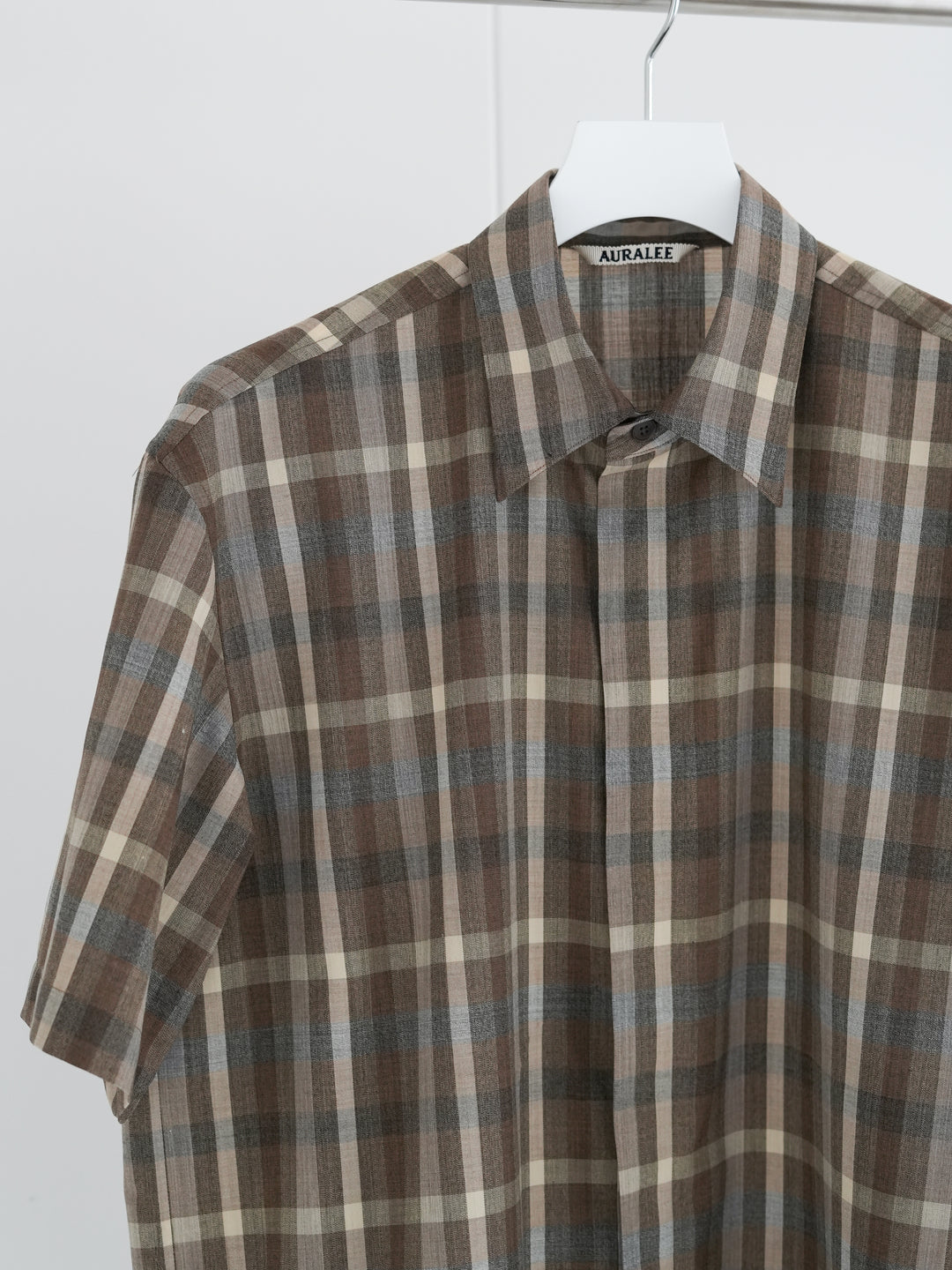 26SS】AURALEE SUPER FINE TROPICAL WOOL CHECK HALF-SLEEVED SHIRT
