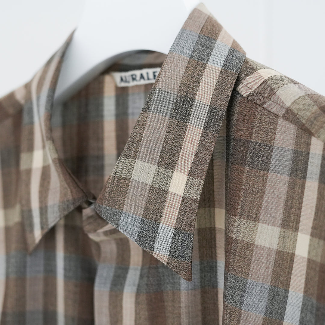 26SS】AURALEE SUPER FINE TROPICAL WOOL CHECK HALF-SLEEVED SHIRT