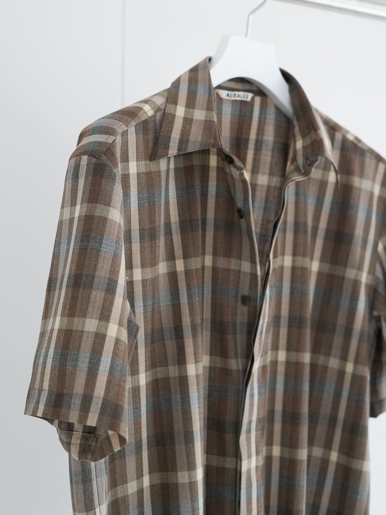 26SS】AURALEE SUPER FINE TROPICAL WOOL CHECK HALF-SLEEVED SHIRT