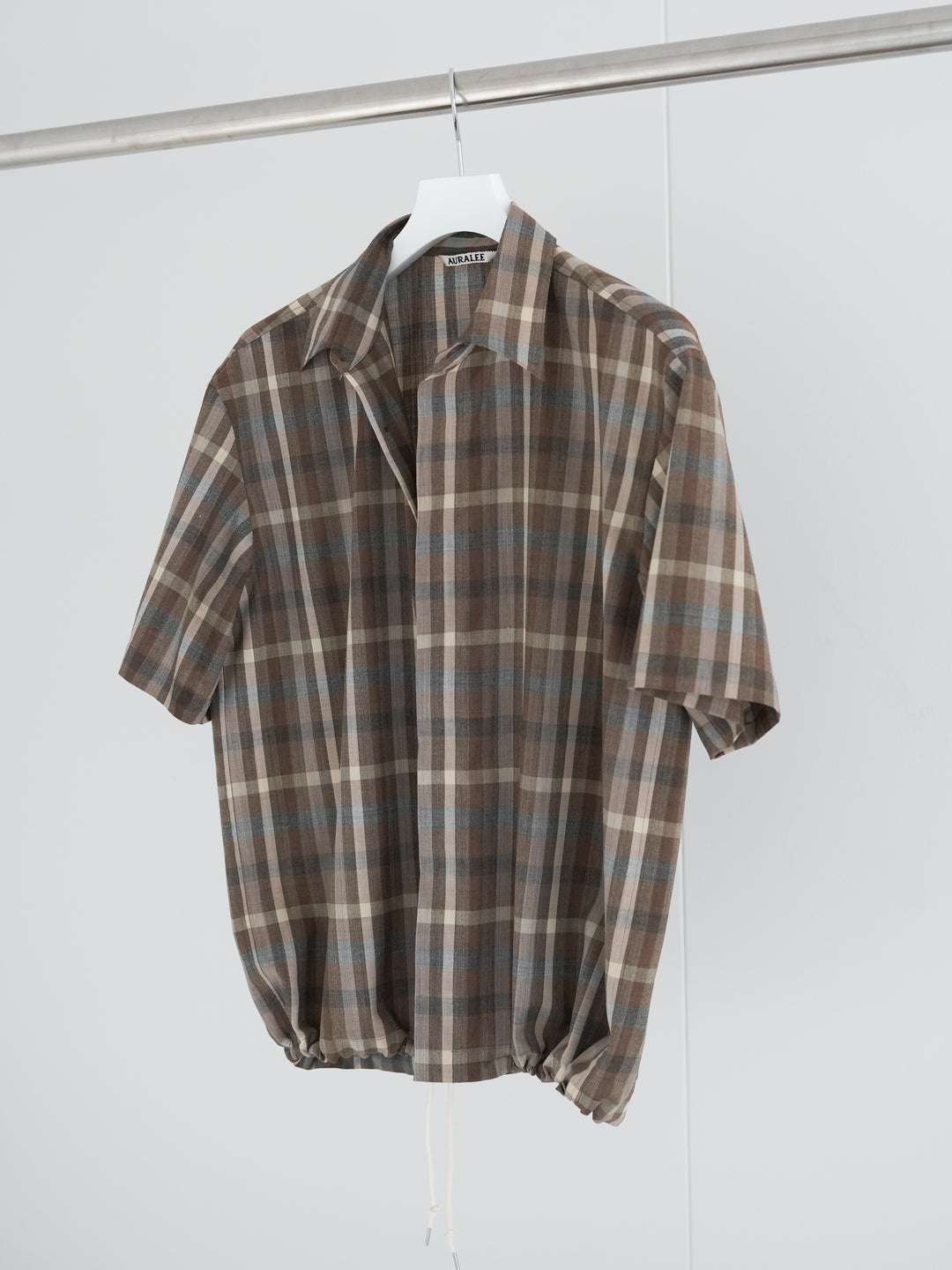 26SS】AURALEE SUPER FINE TROPICAL WOOL CHECK HALF-SLEEVED SHIRT