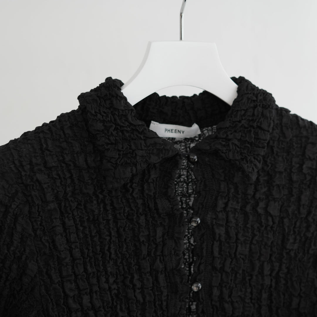 26SS】PHEENY Shrink Lace Cropped Shirt 