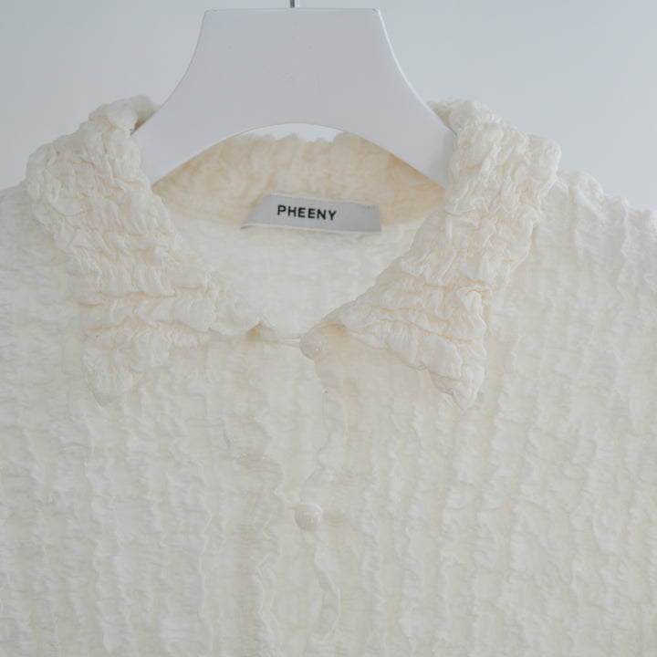 ＜PHEENY＞SHRINK LACE CROPPED SHIRT/シャツ PHEENY＞SHRINK LACE CROPPED SHIRT/シャツ