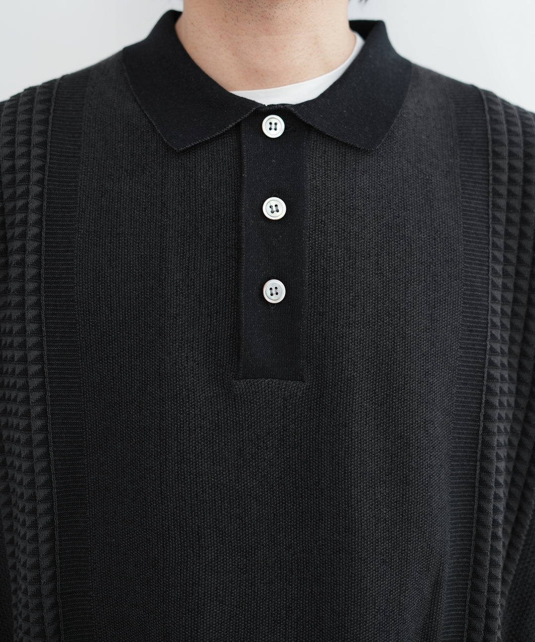 新品 YASHIKI【26SS】Aotsuyu Knit Polo(BLACK) 26SS】Aotsuyu Knit Polo 