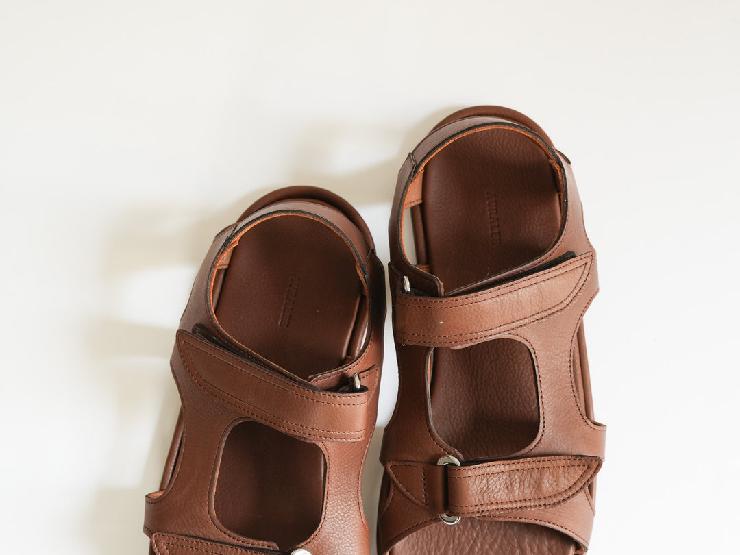 26SS】AURALEE SOFT LEATHER DOUBLE STRAP SANDALS 
