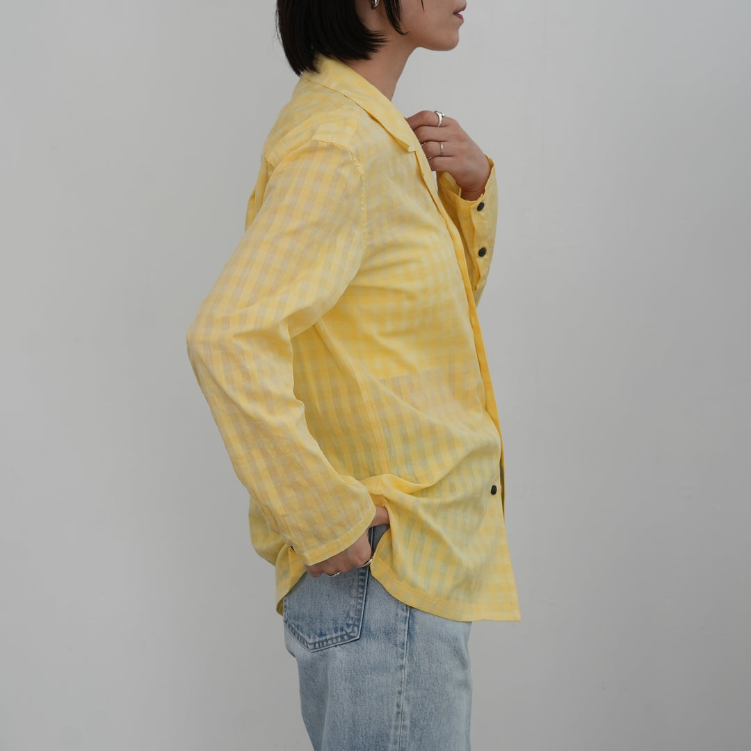 ジャケット・アウター BISOWN SLEEPING JACKET YELLOW CHECK 4 BISOWN COTTON HIDDEN CHECK SLEEPING SHIRTSJACKET 