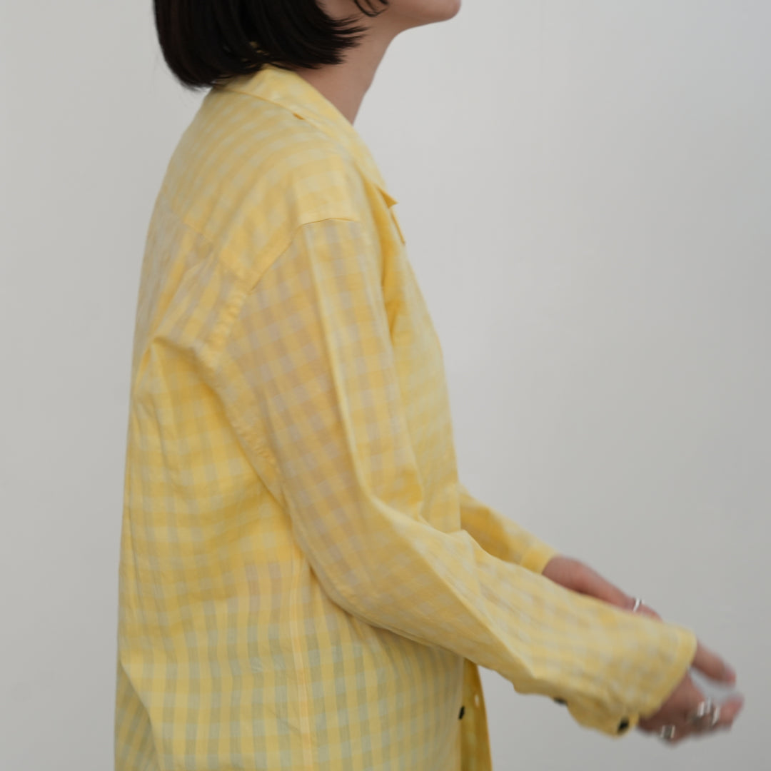 ジャケット・アウター BISOWN SLEEPING JACKET YELLOW CHECK 4 BISOWN COTTON HIDDEN CHECK SLEEPING SHIRTSJACKET 
