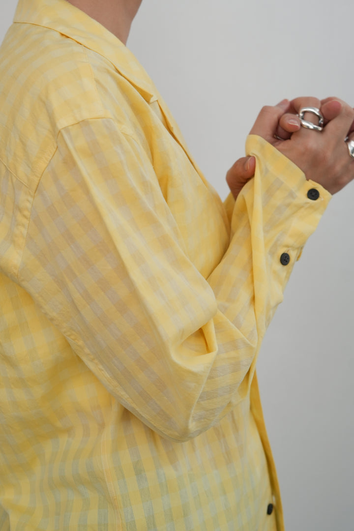BISOWN COTTON HIDDEN CHECK SLEEPING SHIRTSJACKET 