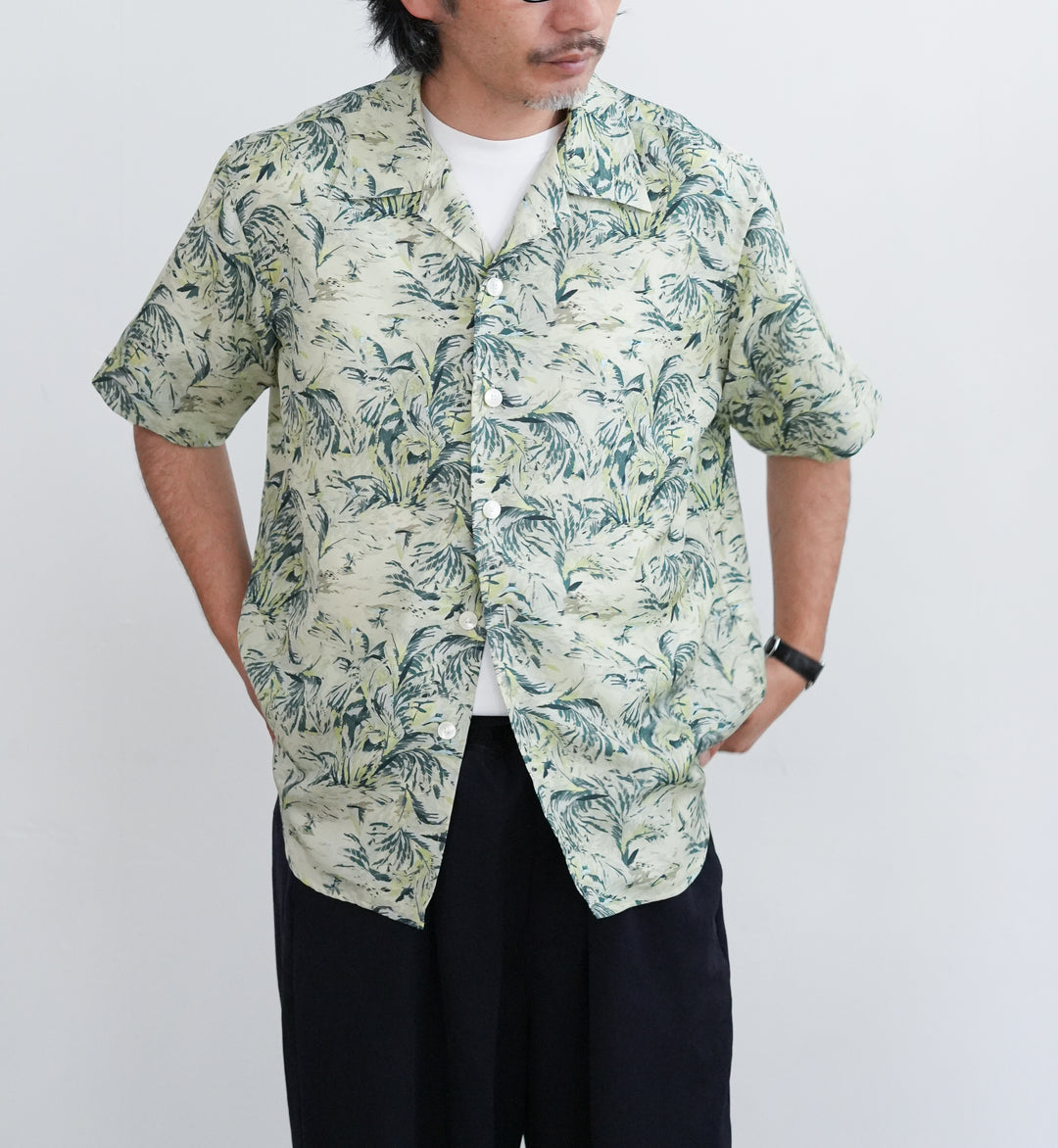 26SS】AURALEE PRINTED AIRY SILK HALF-SLEEVED SHIRT