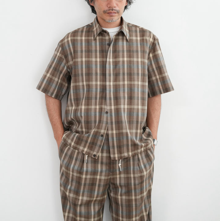 26SS】AURALEE SUPER FINE TROPICAL WOOL CHECK HALF-SLEEVED SHIRT
