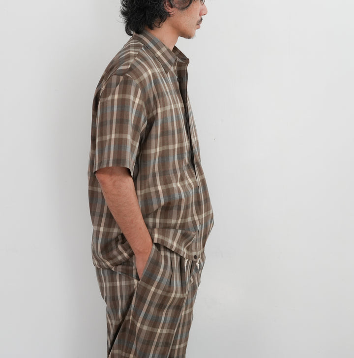 26SS】AURALEE SUPER FINE TROPICAL WOOL CHECK HALF-SLEEVED SHIRT