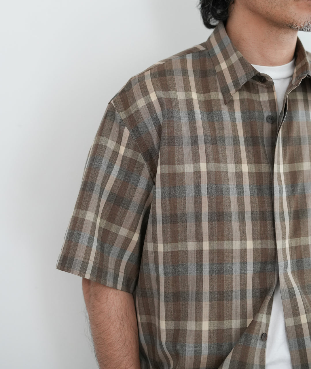 26SS】AURALEE SUPER FINE TROPICAL WOOL CHECK HALF-SLEEVED SHIRT