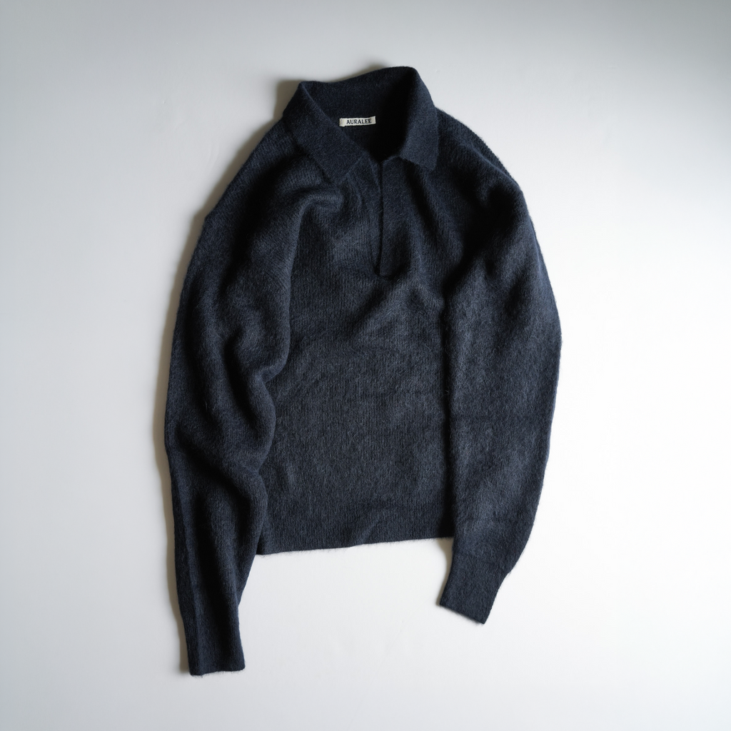 26AW】AURALEE BABY SURI ALPACA SHEER KNIT SKIPPER POLO 