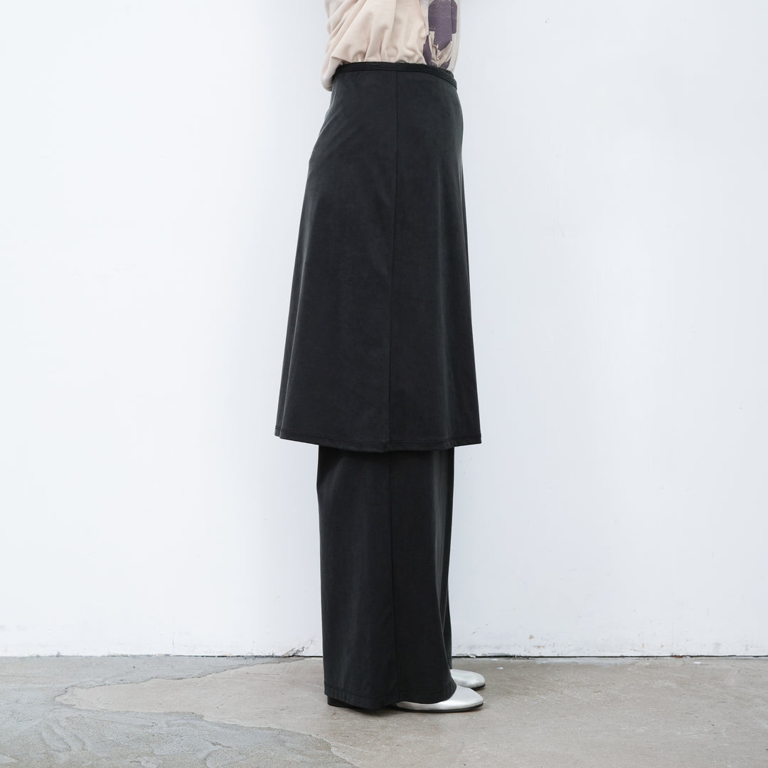 26AW】PHEENY Peach Saten Layered Apron Pants 