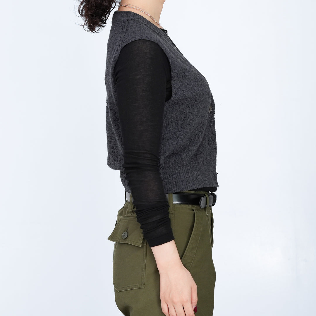 YLÈVE COTTON BOUCLE KNIT VEST 