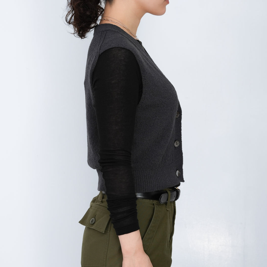 YLÈVE COTTON BOUCLE KNIT VEST 