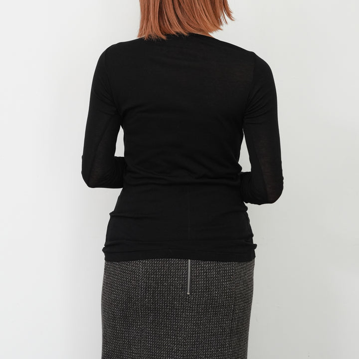 AURALEE SUPER HIGH GAUGE SHEER RIB BOAT NECK L/S TEE 