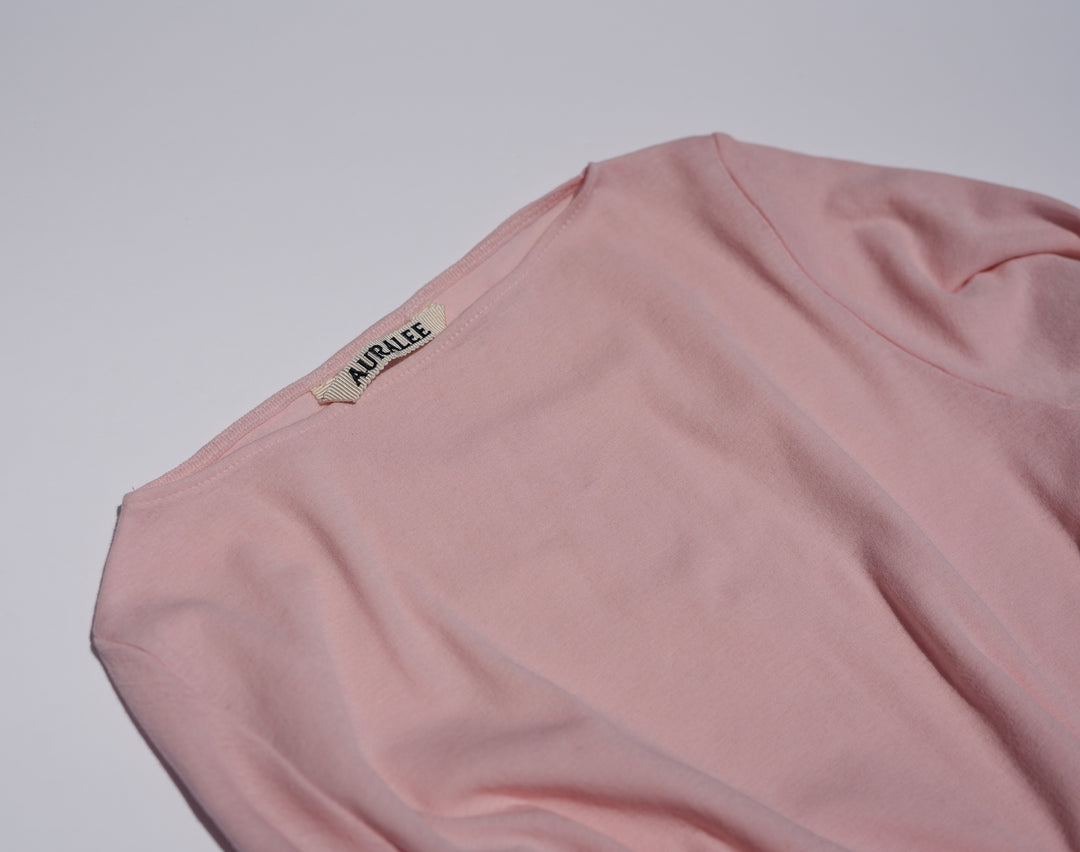 AURALEE SHEER RIB BOAT NECK L/S TEE ピンク SUPER HIGH GAUGE SHEER RIB L/S TEE - AURALEE Official Website