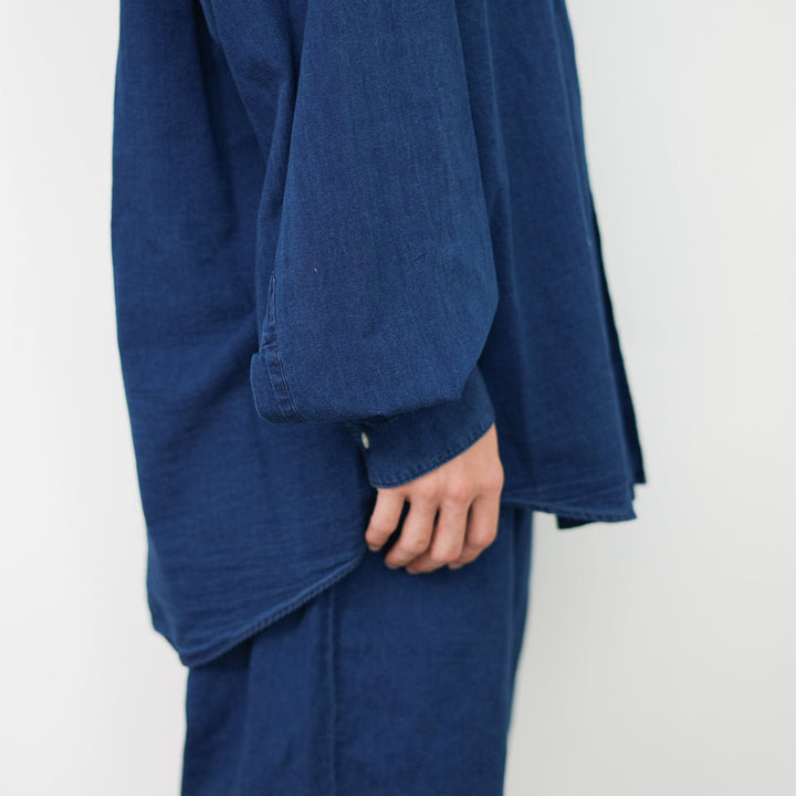 25AW】Graphpaper SIDOGRAS Indigo Poplin L/S Oversized Band
