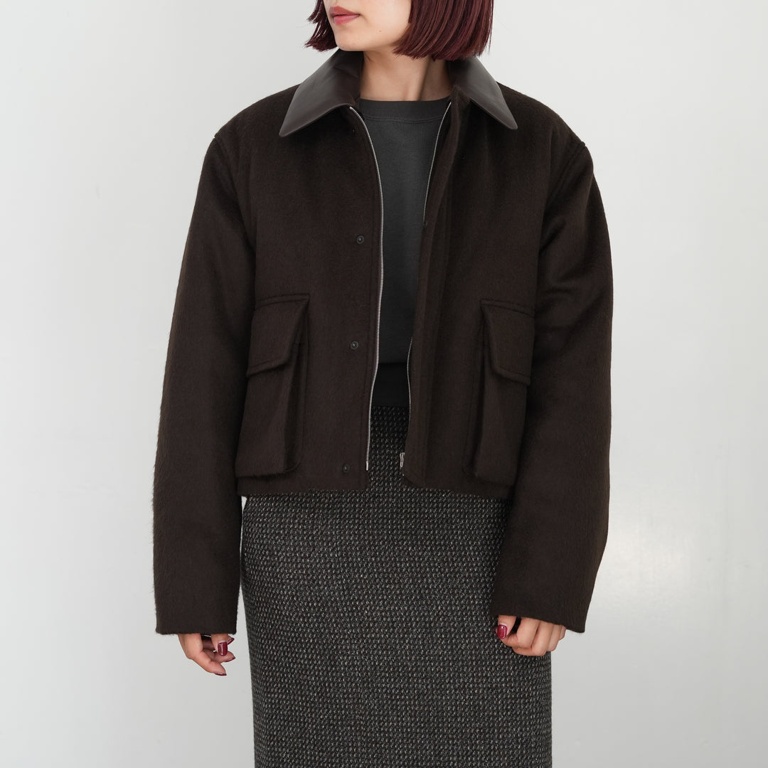 ジャケット・アウター AURALEE 25AW Padded Short Blouson 25AW】AURALEE BABY CAMEL FLANNEL PADDED SHORT BLOUSON 