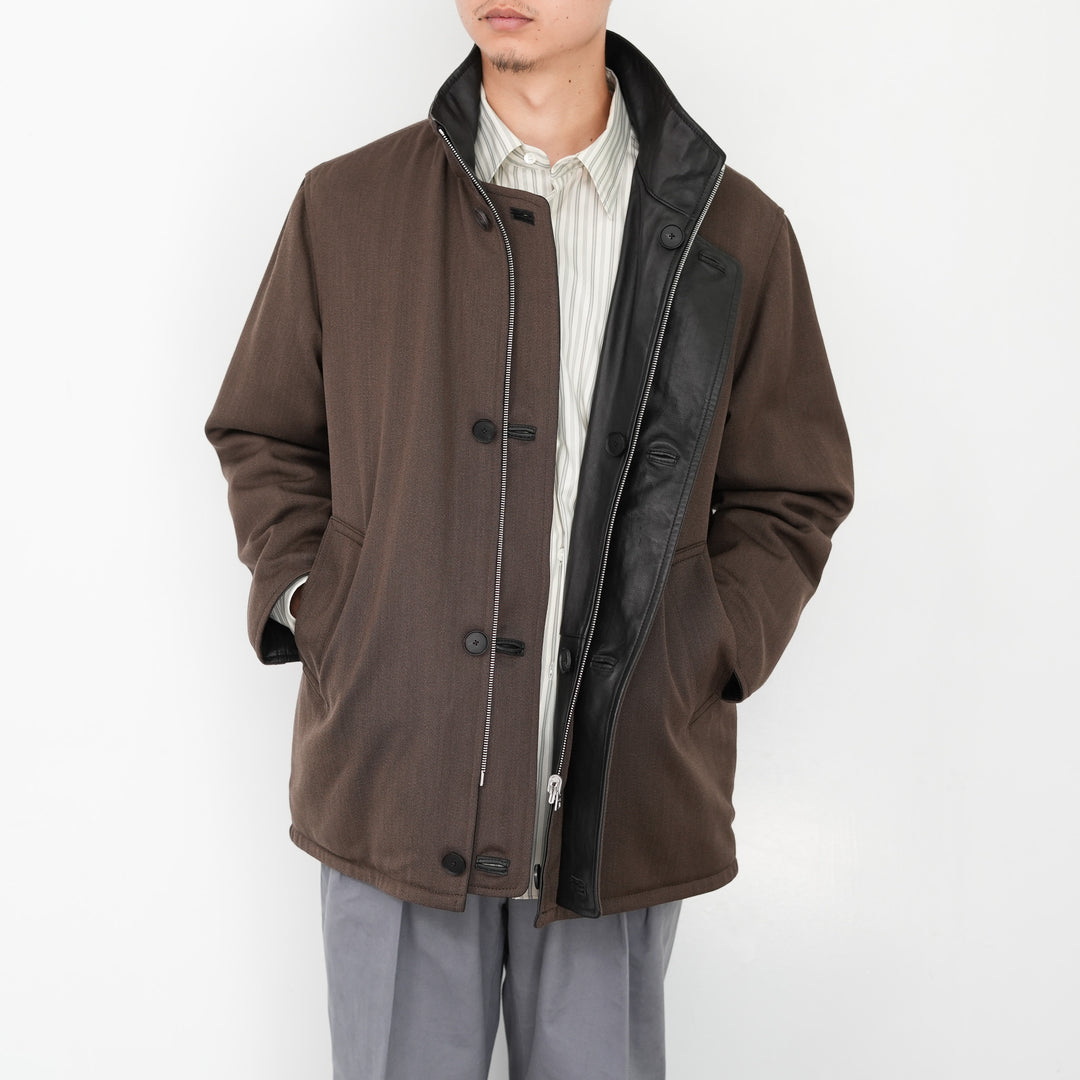 26SS】AURALEE REVERSIBLE WOOL TWISTED TWILL/SHEEP LEATHER HALF