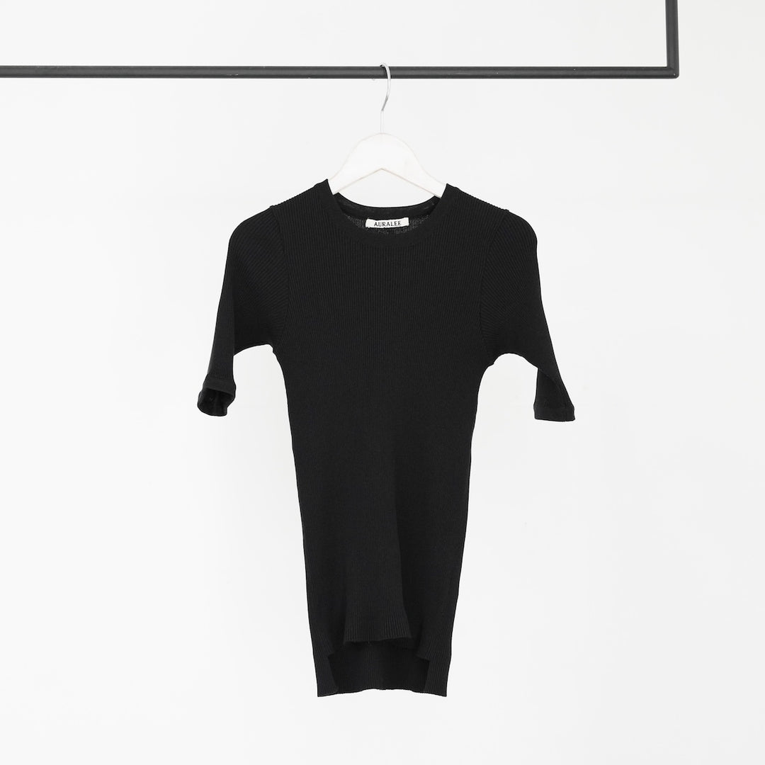 AURALEE COTTON HIGH GAUGE RIB KNIT TEE 